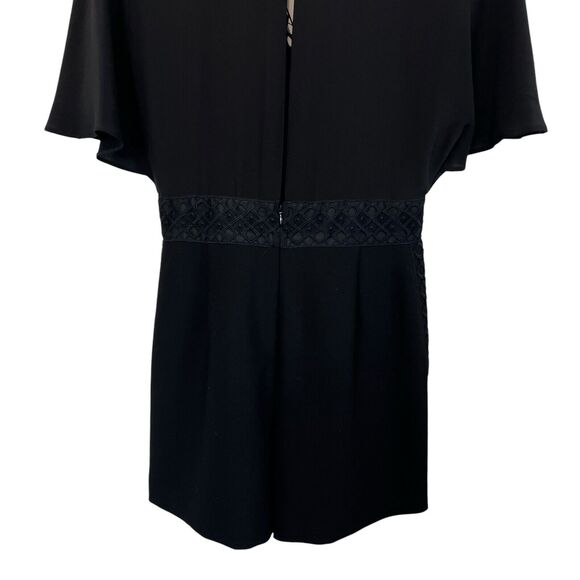 Maje Idelle Lace Trim V-Neck Romper In Black Size 40 - Picture 11 of 12